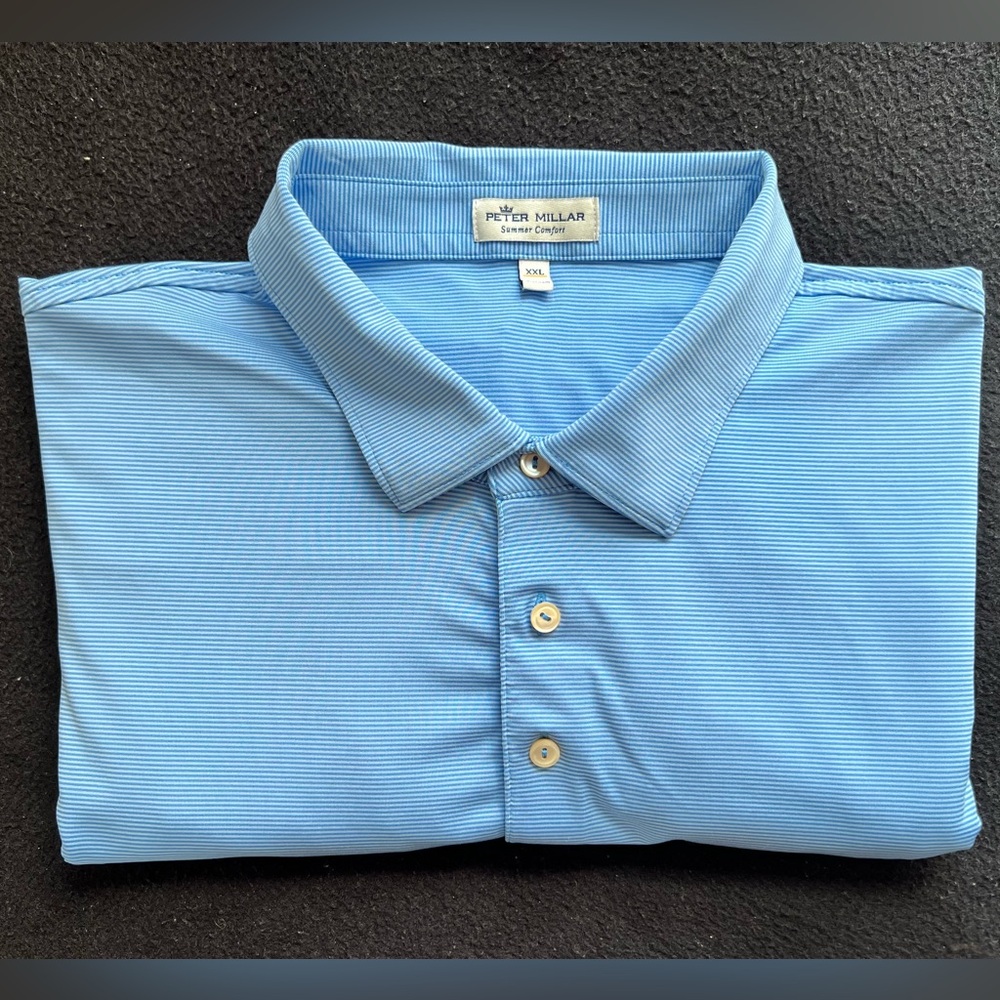 PETER MILLAR Men's Summer Comfort Golf Polo- XXL Blue